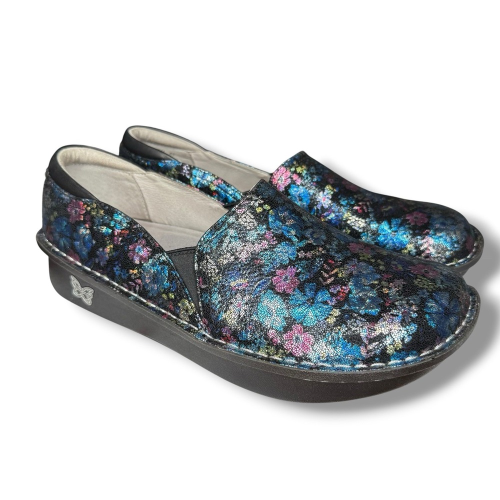 Alegria Debra Blissful Blooms Leather Slip On Comfort Shoes EU 42 US 11.5 Clogs